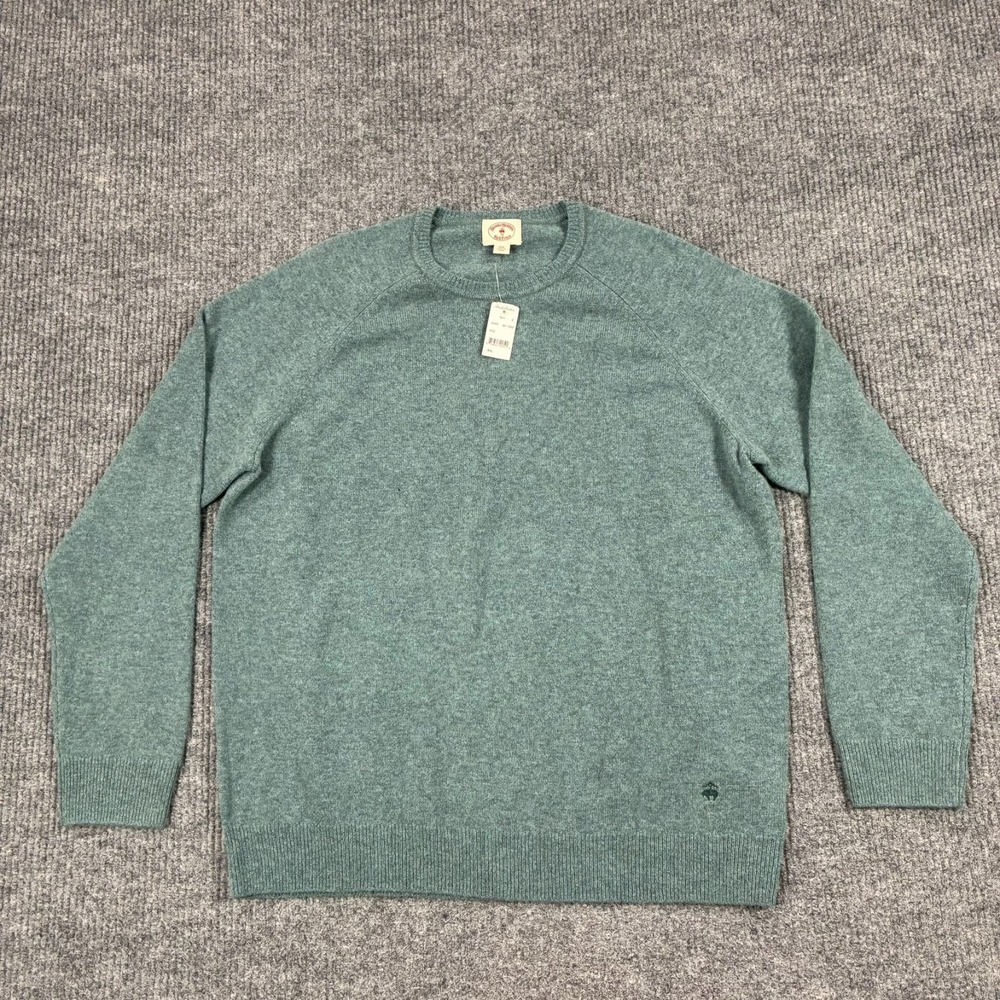 Brooks Brothers Red Fleece Mens Size 2XL Green Crewneck Sweater Pullover